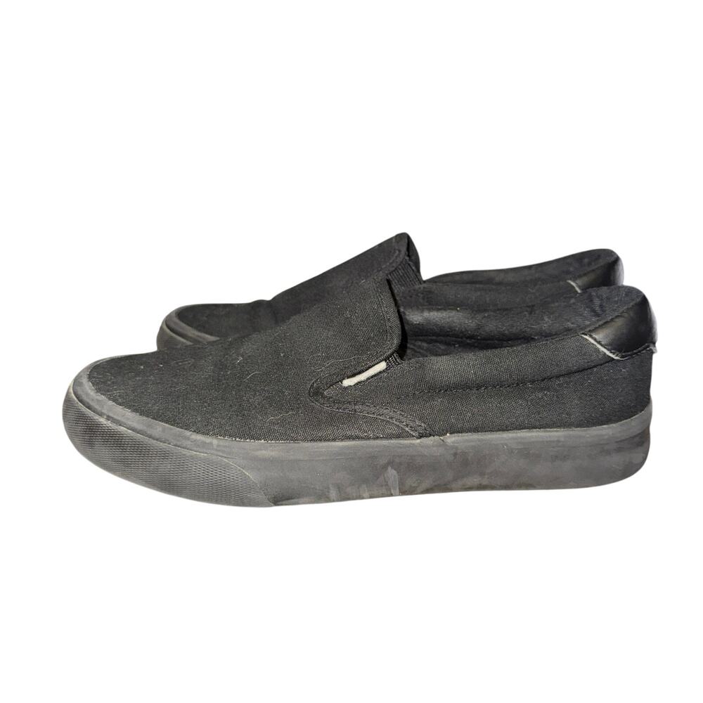 Lugz Clipper Sneakers Women's Size 7 Black Canvas Leather Slip On Shoes